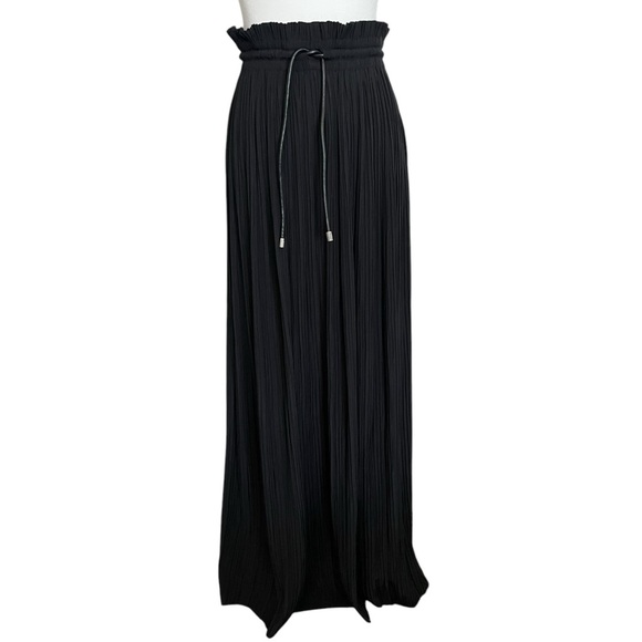 A.L.C Size 6 Black Everly Long Pleated High Ruffled Waist Tie Maxi Skirt NWT - Picture 9 of 13